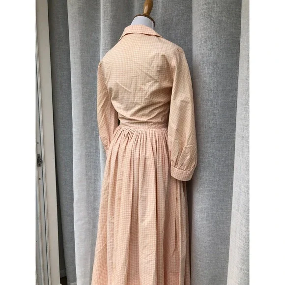 1950 I. Magning Cotton Peach Cream houndstooth Maxi Dress Museum Collection